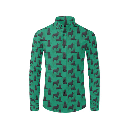 Belgian Sheepdog Pattern Print Design 01 Men's Long Sleeve Shirt