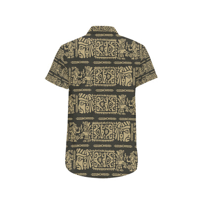 Mayan Pattern Print Design 02 Men's Short Sleeve Button Up Shirt