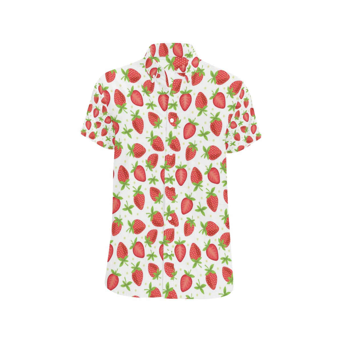 Strawberry Pattern Print Design SB07 Men's Short Sleeve Button Up Shirt