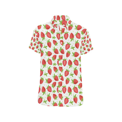 Strawberry Pattern Print Design SB07 Men's Short Sleeve Button Up Shirt