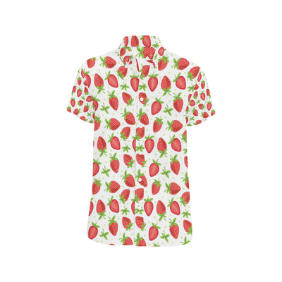 Strawberry Pattern Print Design SB07 Men's Short Sleeve Button Up Shirt