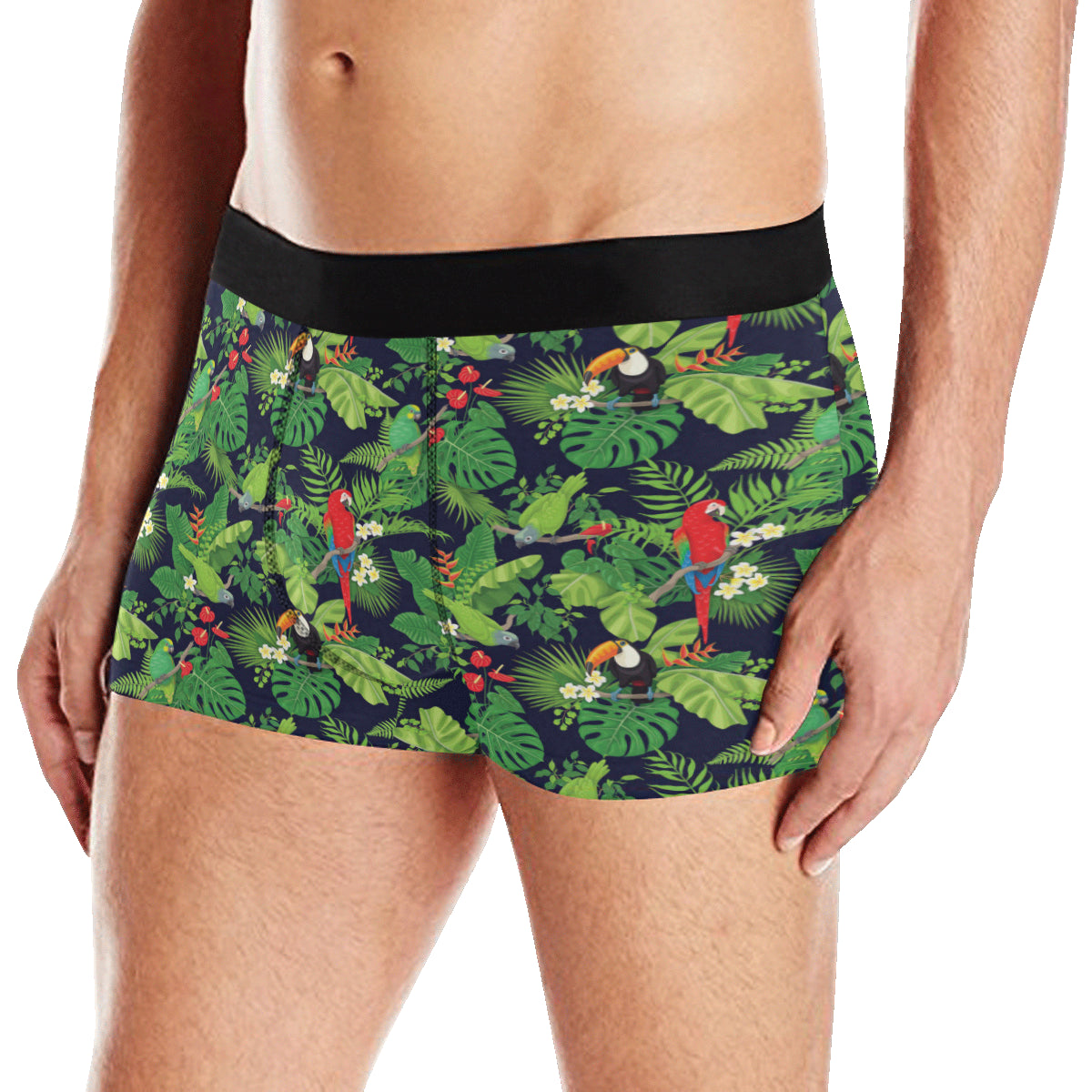 Rainforest Parrot Pattern Print Design A03 Men's Boxer Briefs