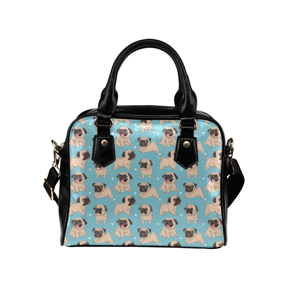 Pug Pattern Print Design A03 Shoulder Handbag