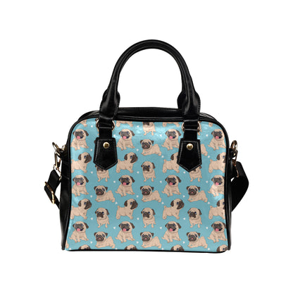 Pug Pattern Print Design A03 Shoulder Handbag