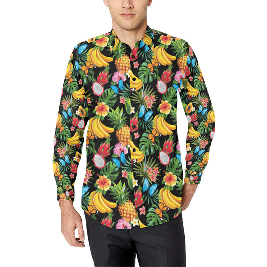 Tropical Fruits Pattern Print Design TF04 Men's Long Sleeve Shirt