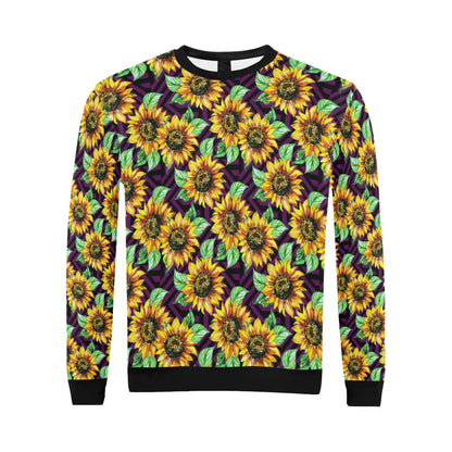 Sunflower Pattern Print Design SF012 Men Long Sleeve Sweatshirt