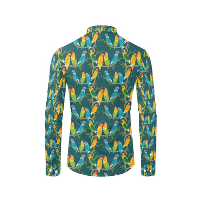 Lovebird Pattern Print Design 02 Men's Long Sleeve Shirt