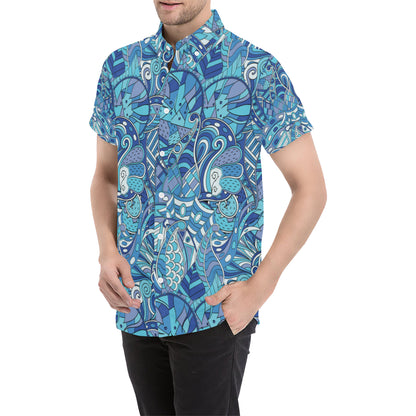 Funky Retro Pattern Print Design A02 Men's Short Sleeve Button Up Shirt