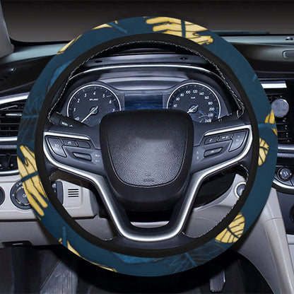 Banana Leaf Pattern Print Design BL09 Steering Wheel Cover with Elastic Edge