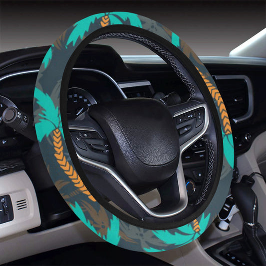 Palm Tree Pattern Print Design PT01 Steering Wheel Cover with Elastic Edge