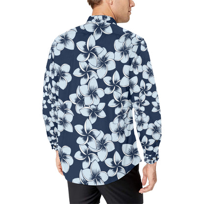 Plumeria Pattern Print Design A02 Men's Long Sleeve Shirt