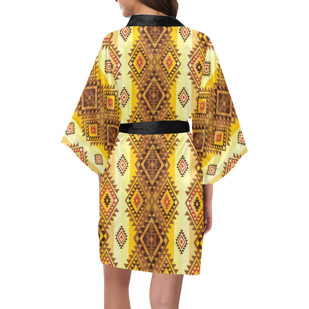 Native Pattern Print Design A09 Women's Short Kimono