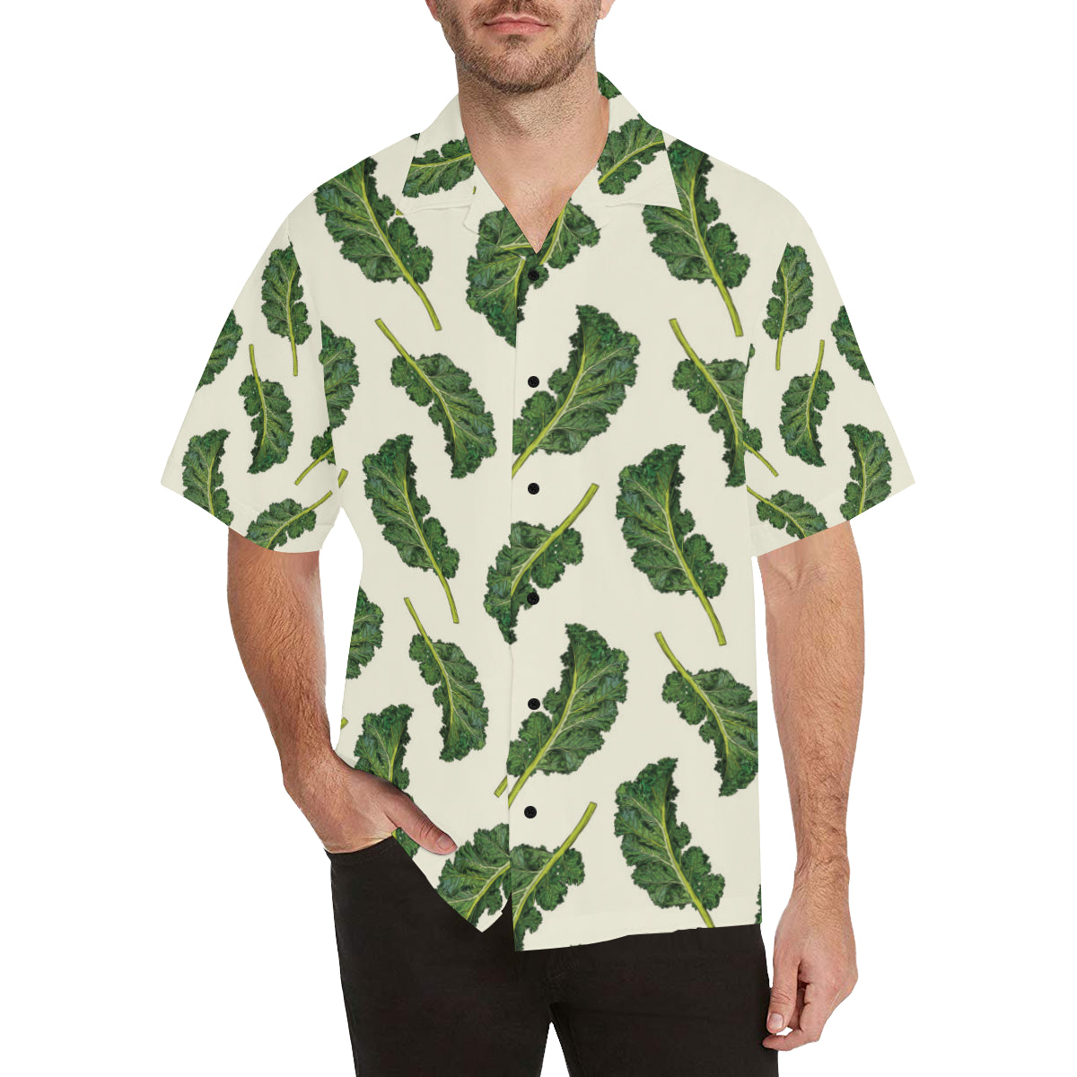 Kale Pattern Print Design 03 Men's Hawaiian Shirt