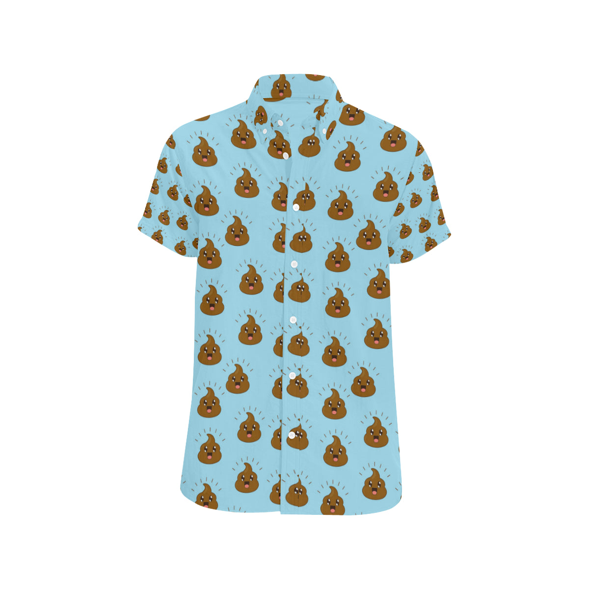 Poop Emoji Pattern Print Design A03 Men's Short Sleeve Button Up Shirt