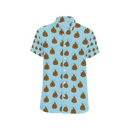 Poop Emoji Pattern Print Design A03 Men's Short Sleeve Button Up Shirt