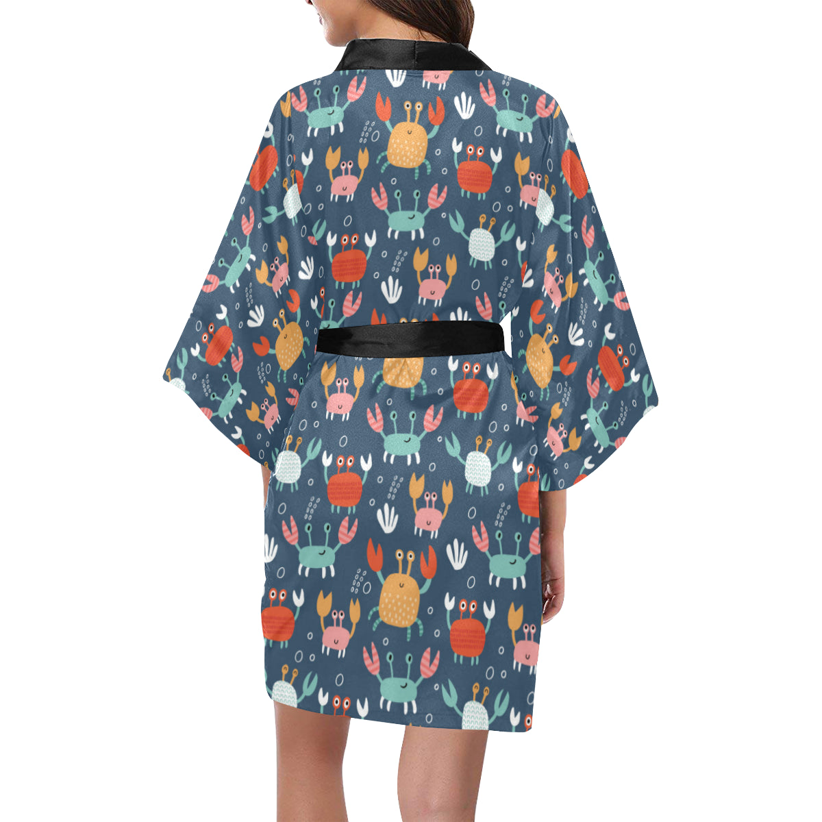 Crab Pattern Print Design 05 Women's Short Kimono