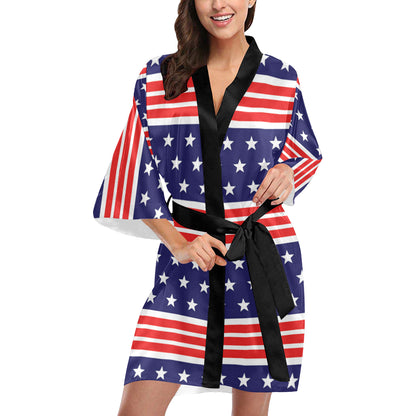 Patriotic Pattern Print Design A04 Women's Short Kimono