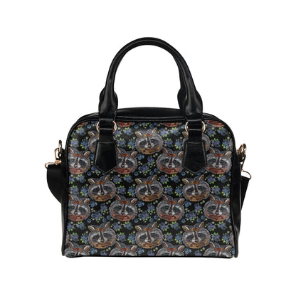 Raccoon Pattern Print Design A03 Shoulder Handbag