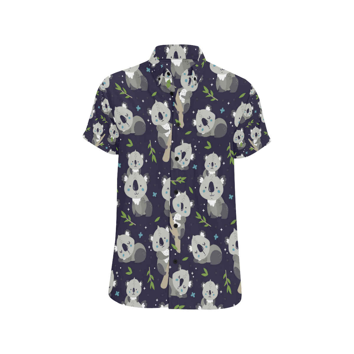 Koala Pattern Print Design 04 Men's Short Sleeve Button Up Shirt