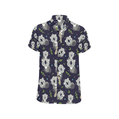 Koala Pattern Print Design 04 Men's Short Sleeve Button Up Shirt
