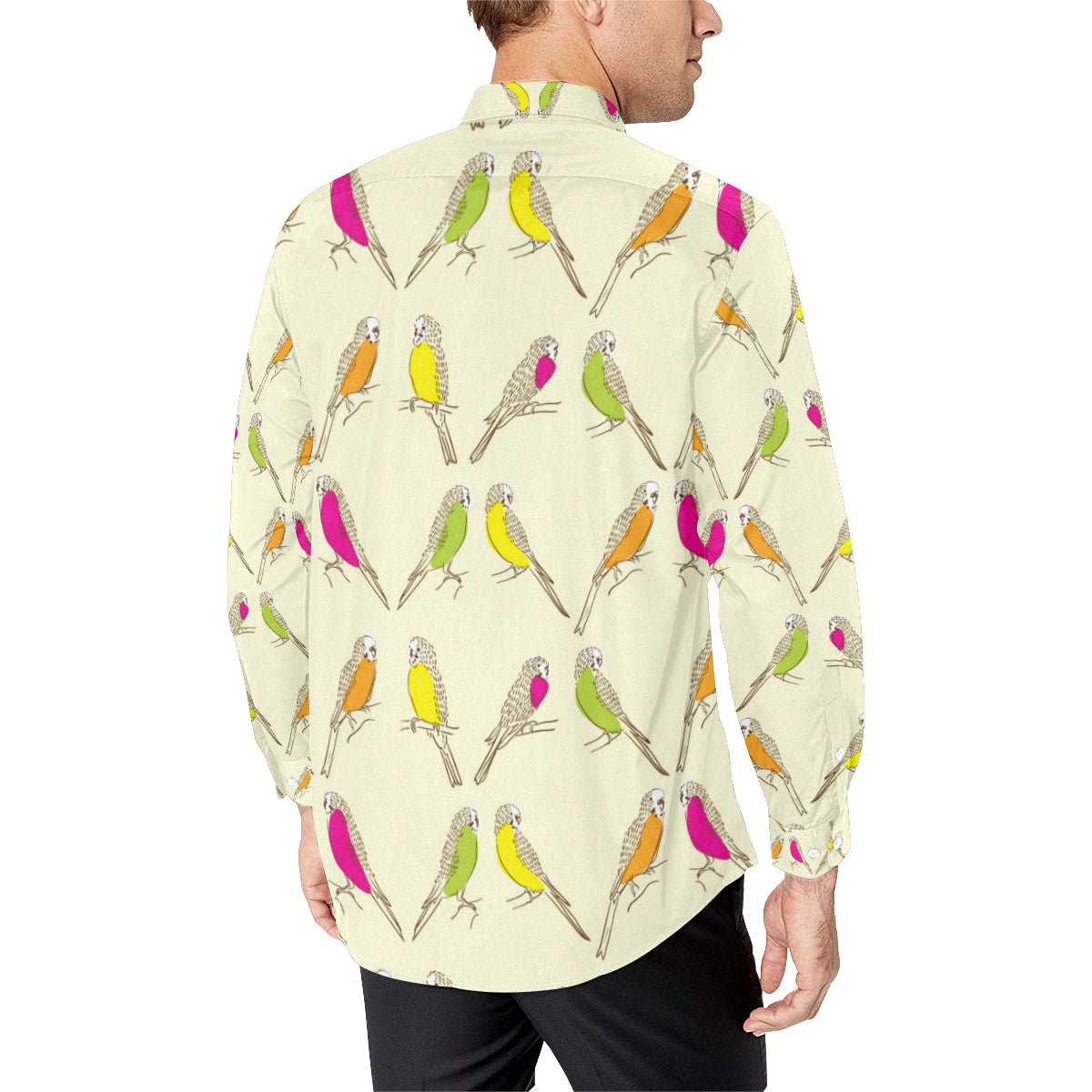 Parakeet Pattern Print Design A01 Men's Long Sleeve Shirt