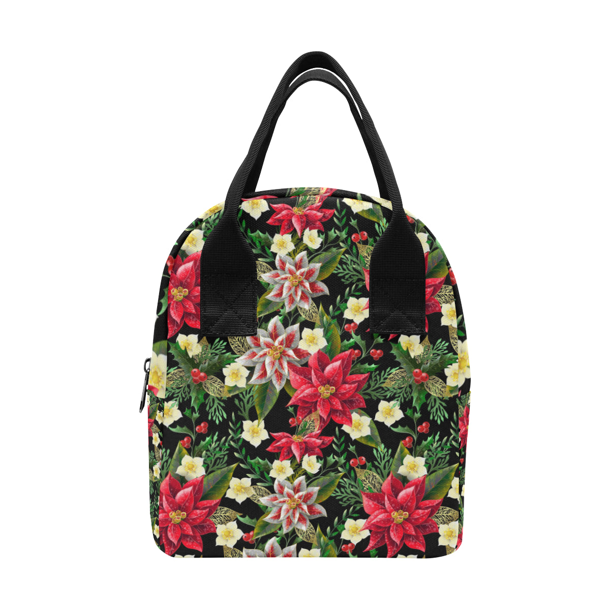 Poinsettia Pattern Print Design POT05 Insulated Lunch Bag