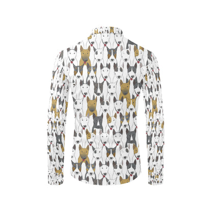 Bull Terriers Pattern Print Design 03 Men's Long Sleeve Shirt