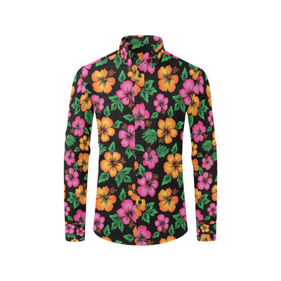 Hibiscus Pattern Print Design HB029 Men's Long Sleeve Shirt