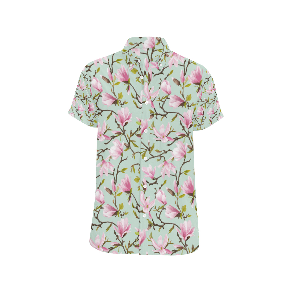 Magnolia Pattern Print Design MAG04 Men's Short Sleeve Button Up Shirt