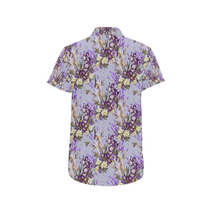 Iris Pattern Print Design IR07 Men's Short Sleeve Button Up Shirt