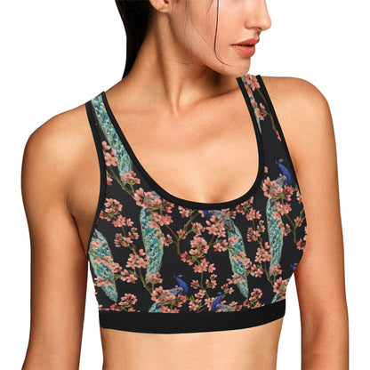 Peacock Pattern Print Design A01 Sports Bra