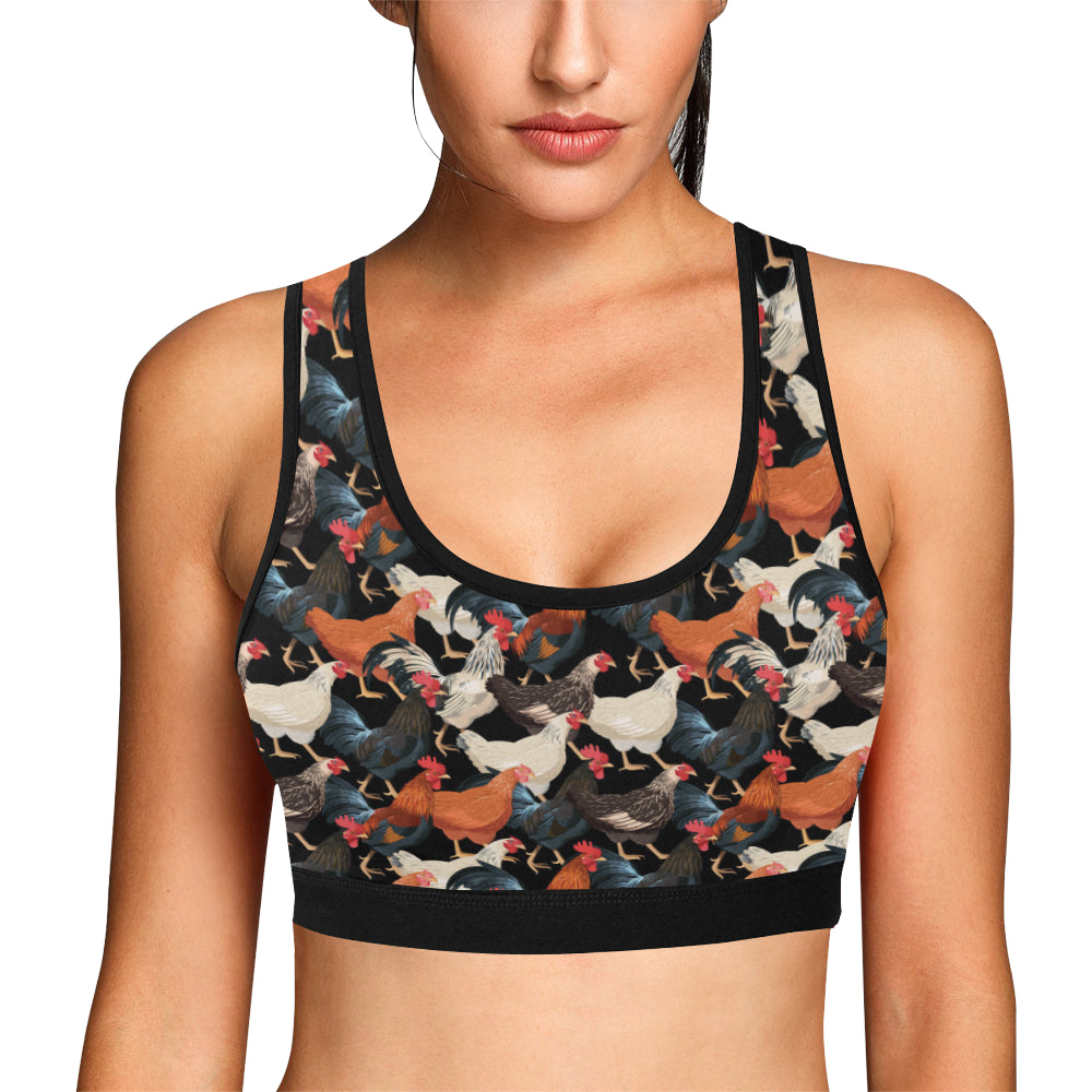 Chicken Print Pattern Sports Bra