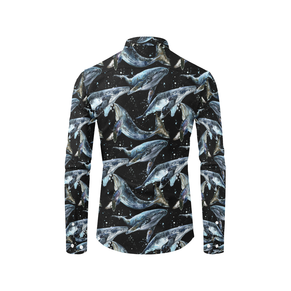 Humpback Whale Pattern Print Design 01 Men's Long Sleeve Shirt