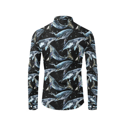 Humpback Whale Pattern Print Design 01 Men's Long Sleeve Shirt