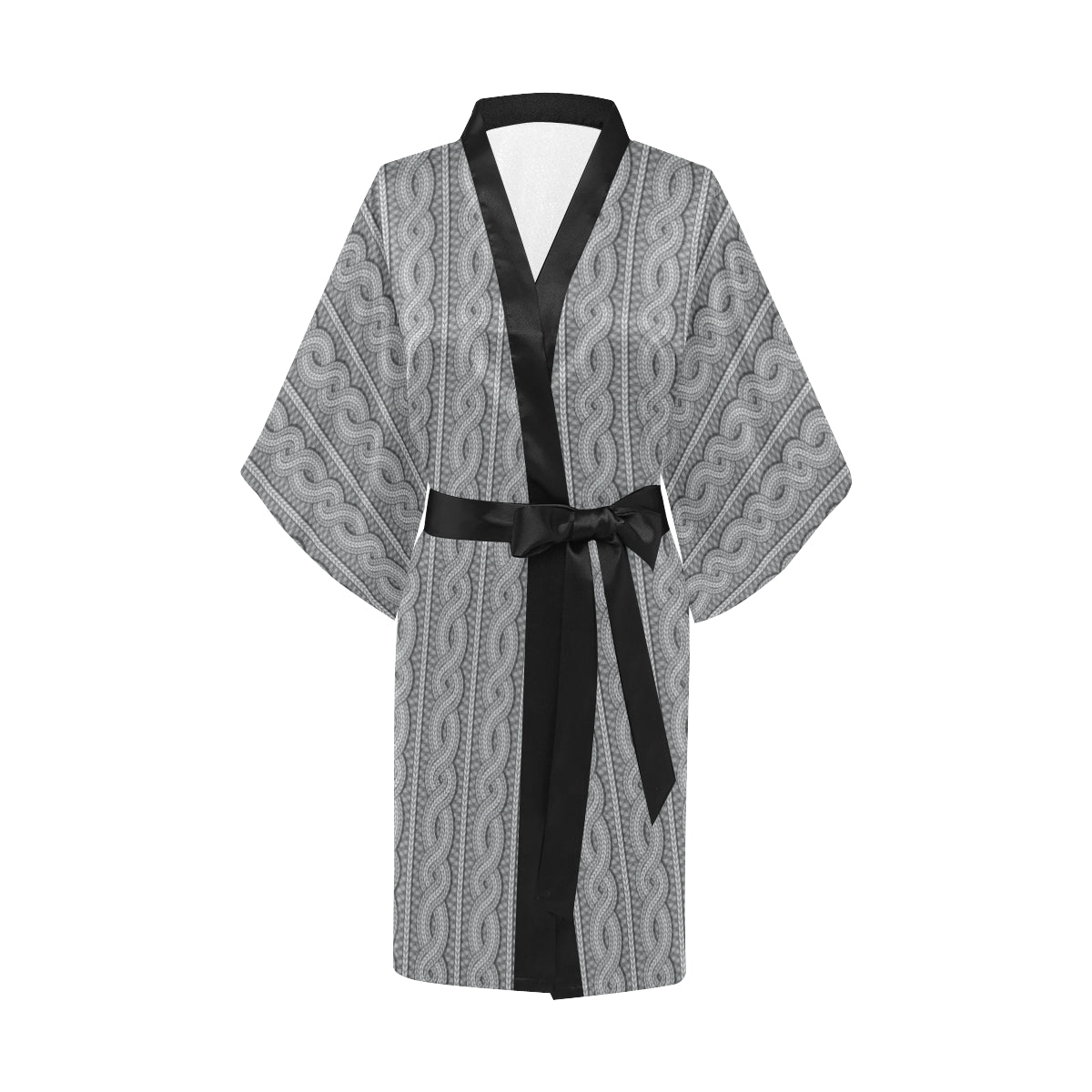 Cable Knit Pattern Print Design 01 Women's Short Kimono