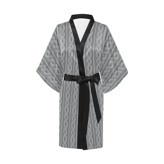 Cable Knit Pattern Print Design 01 Women's Short Kimono