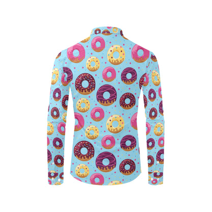 Donut Pattern Print Design DN07 Men's Long Sleeve Shirt