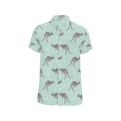 Kangaroos Pattern Print Design 04 Men's Short Sleeve Button Up Shirt