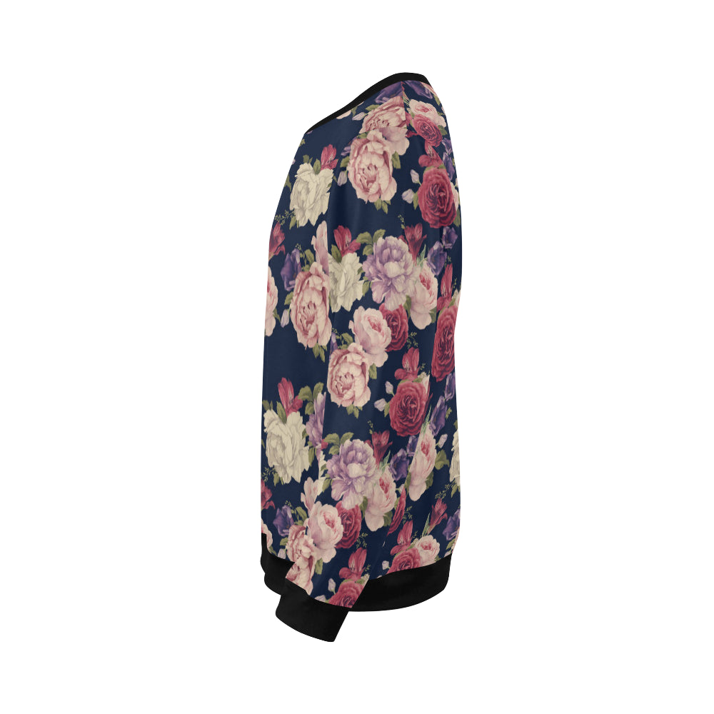 Peony Pattern Print Design PE03 Men Long Sleeve Sweatshirt