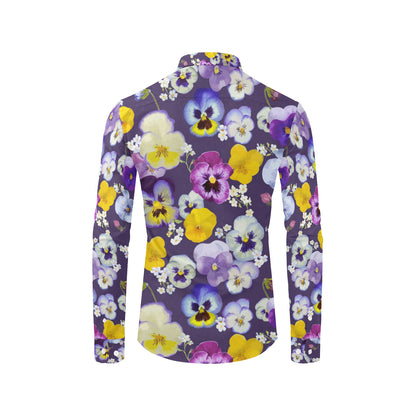 Pansy Pattern Print Design PS02 Men's Long Sleeve Shirt