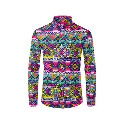 Indian Navajo Color Themed Design Print Men's Long Sleeve Shirt