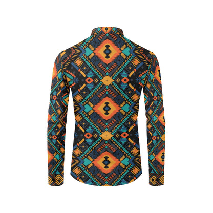Kente Pattern Print Design 04 Men's Long Sleeve Shirt