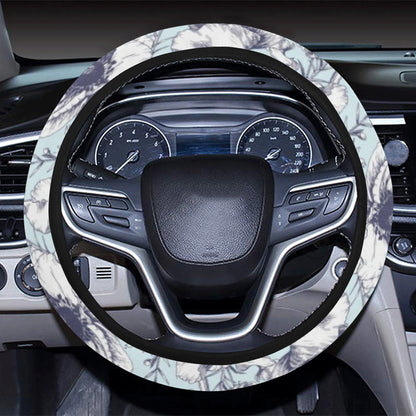 Anemone Pattern Print Design 02 Steering Wheel Cover with Elastic Edge