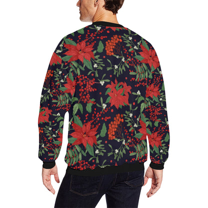 Poinsettia Pattern Print Design POT02 Men Long Sleeve Sweatshirt