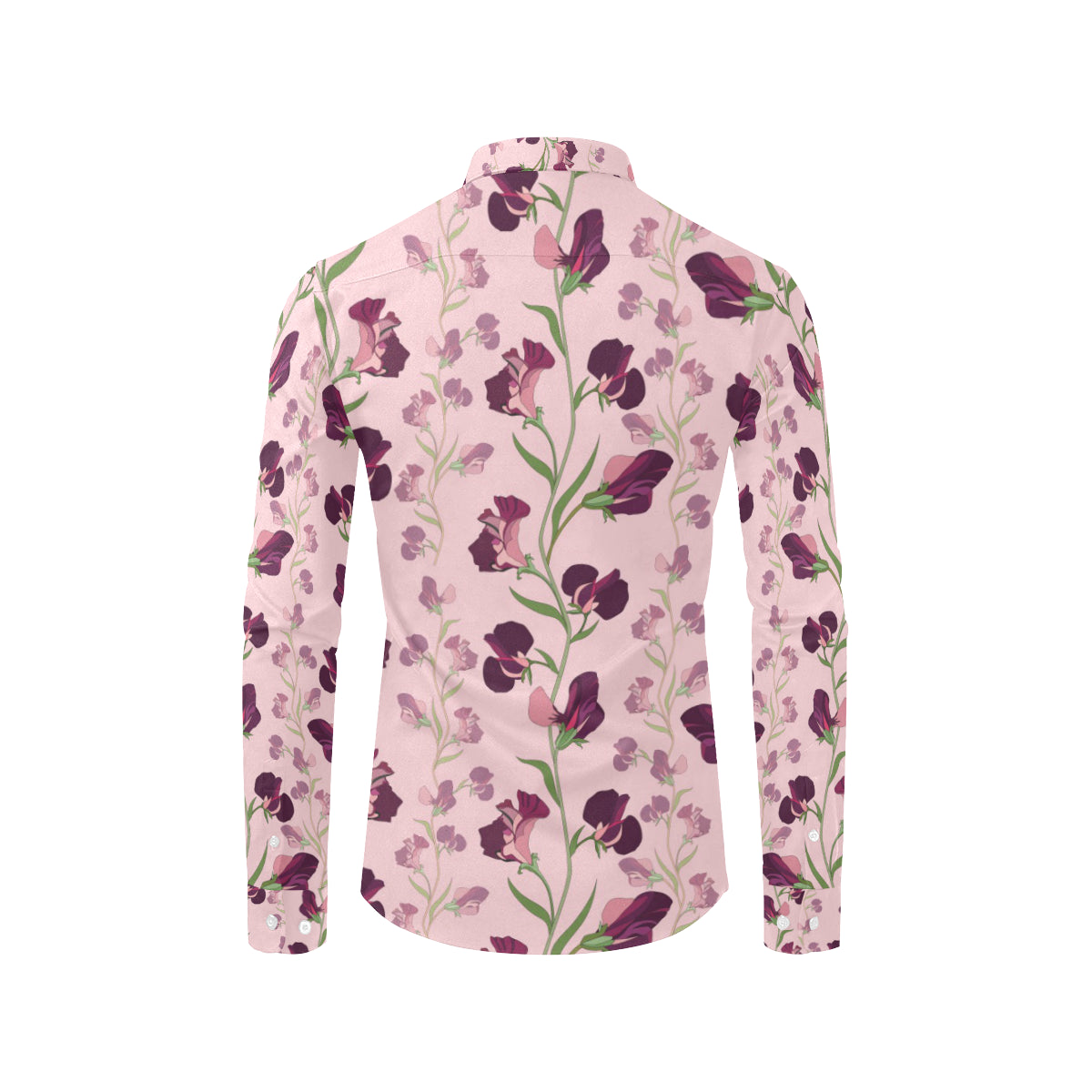 Peony Pattern Print Design PE09 Men's Long Sleeve Shirt