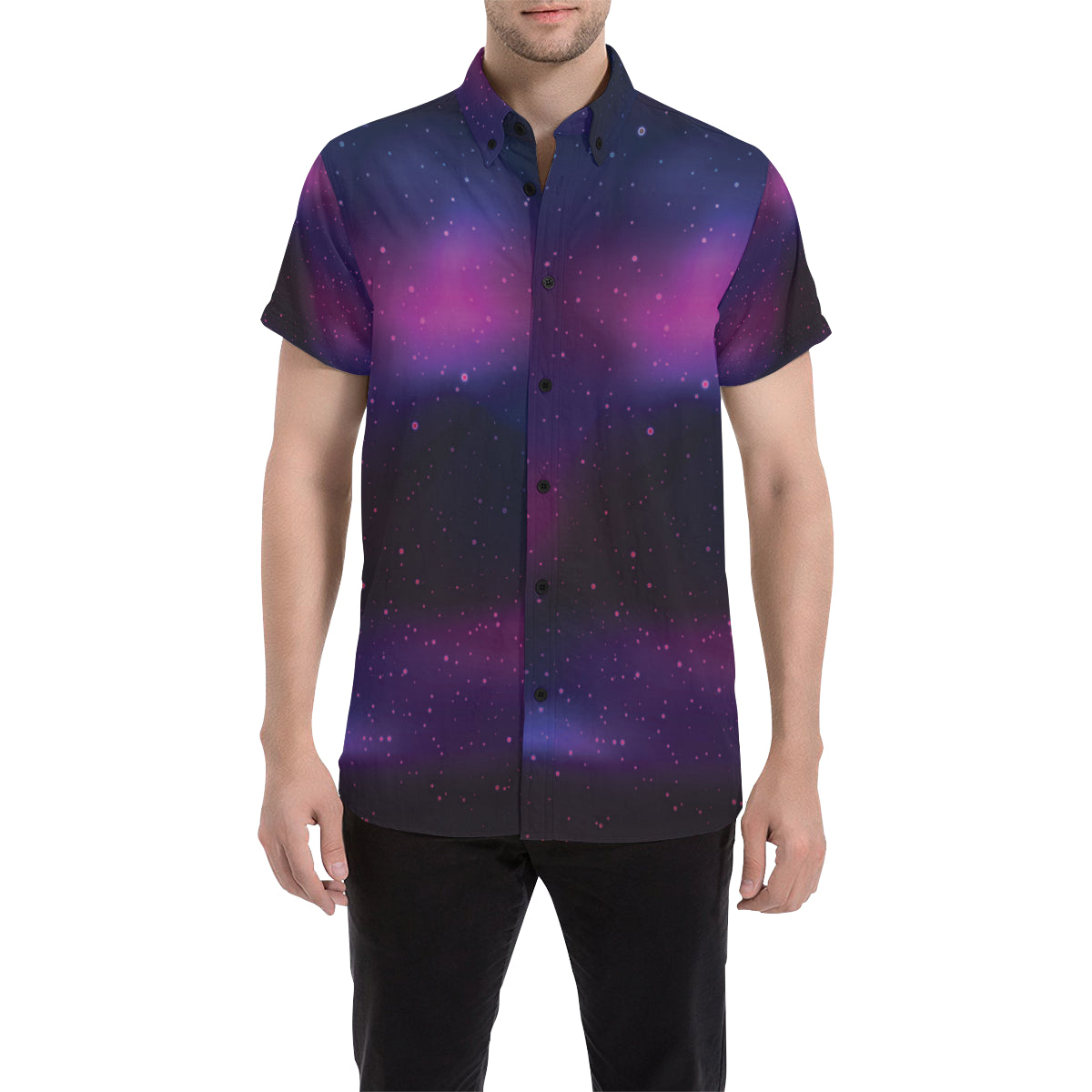 Night sky Pattern Print Design A04 Men's Short Sleeve Button Up Shirt