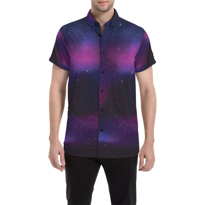 Night sky Pattern Print Design A04 Men's Short Sleeve Button Up Shirt
