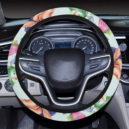 Hummingbird Tropical Pattern Print Design 05 Steering Wheel Cover with Elastic Edge