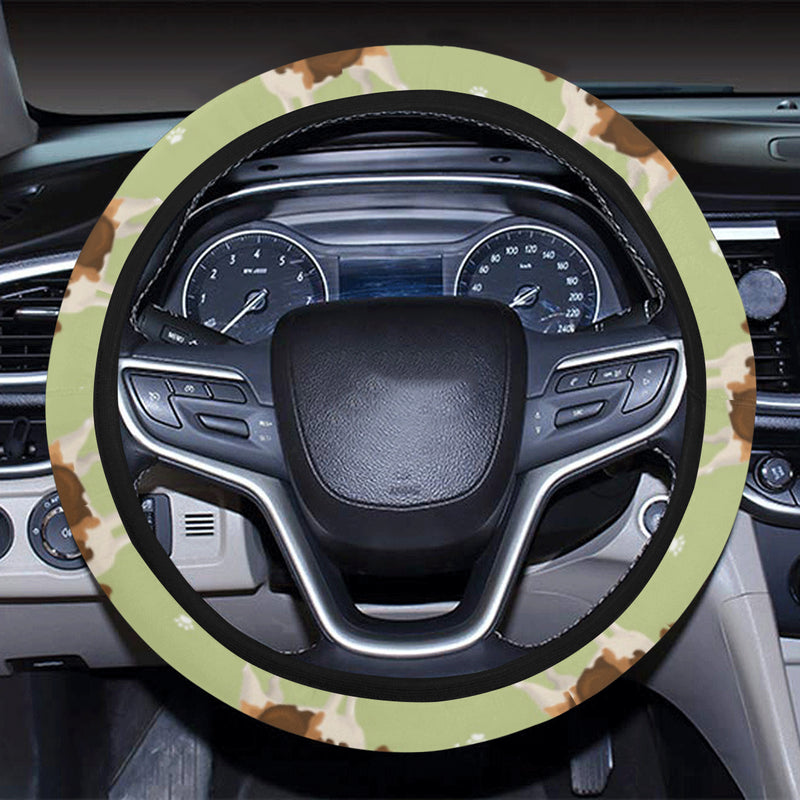 Beagle Pattern Print Design 07 Steering Wheel Cover with Elastic Edge