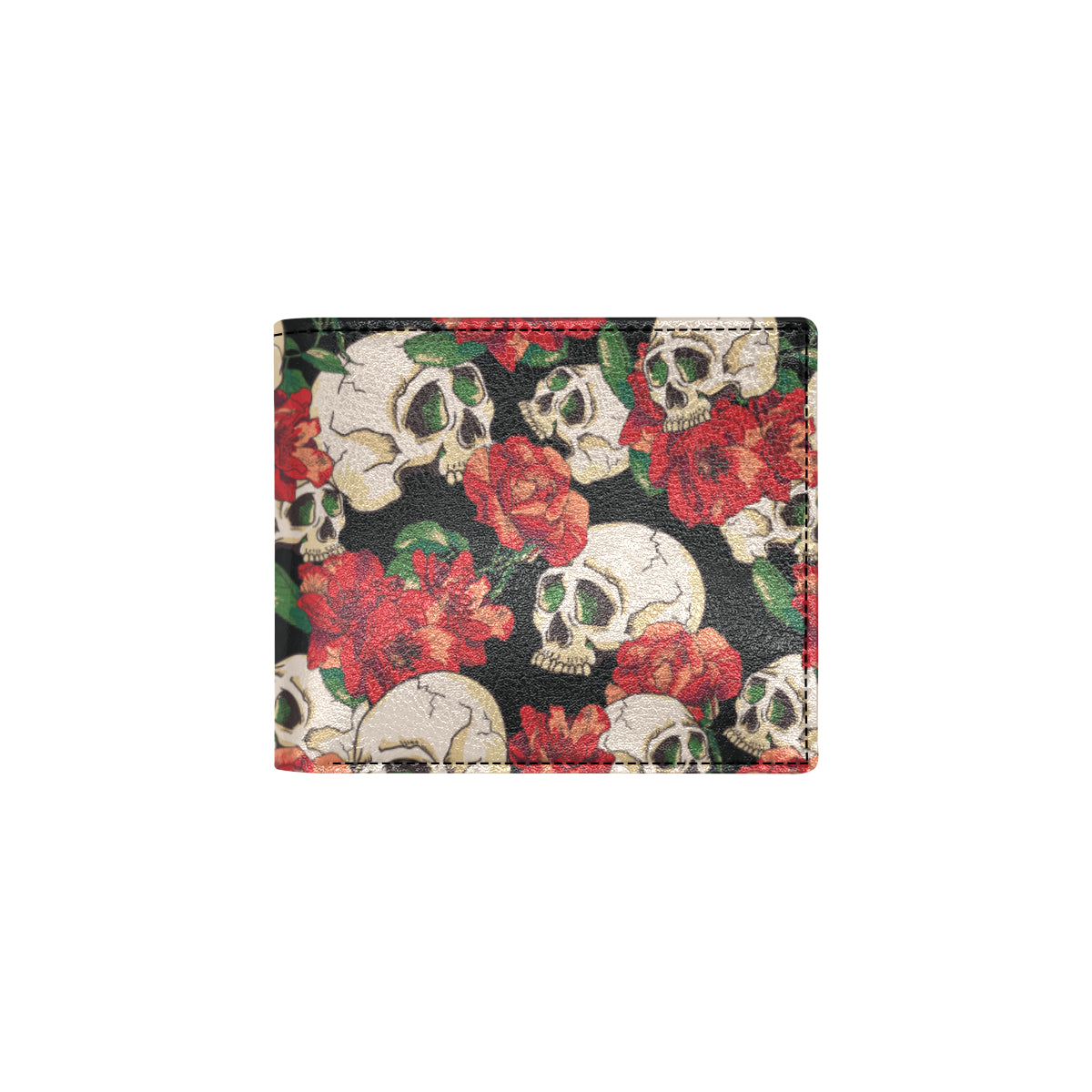 Skull Red Rose Men's ID Card Wallet